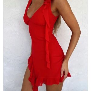 WhiteFox red ruffle dress